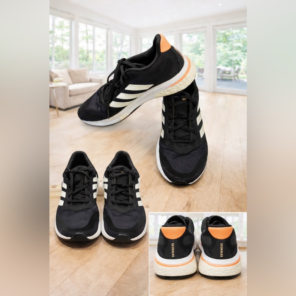 Adidas SuperNova Line Women’s Black and White Running Shoes with Orange Detail